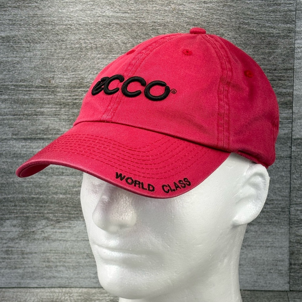 ECCO World Class Adjustable Snap strap Back Dad Hat Cap Red Black Cotton Outdoor